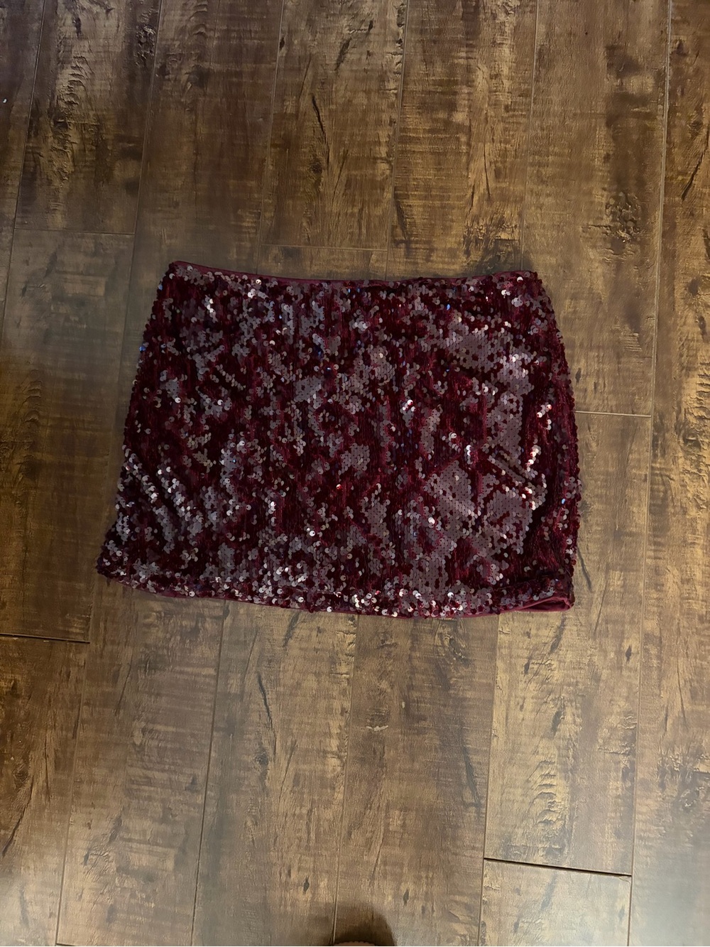 Missguided Burgundy Sequin Mini Skirt